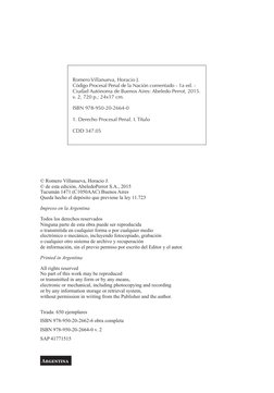 © Romero Villanueva, Horacio J. 
© de esta edición, AbeledoPerrot S.A., 2015
Tucumán 1471 (C1050AAC) Buenos Aires
Queda hecho