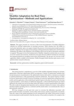 processes
Review
Modiﬁer Adaptation for Real-Time
Optimization—Methods and Applications
Alejandro G. Marchetti 1,4, Grégory F