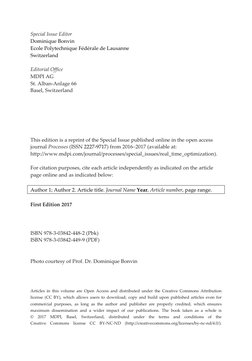 Special Issue Editor 
Dominique Bonvin 
Ecole Polytechnique Fédérale de Lausanne 
Switzerland 
 
Editorial Office 
MDPI
