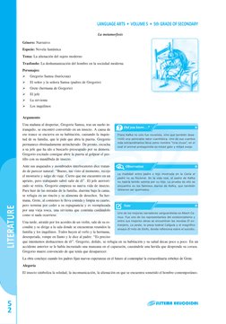 La metamorfosis
Género: Narrativo
Especie: Novela fantástica
Tema: La alienación del sujeto moderno
Trasfondo: La deshumaniza