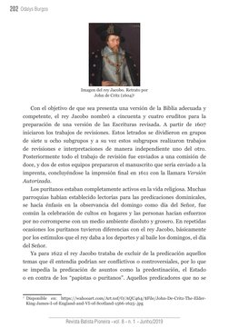 202 Odalys Burgos
Revista Batista Pioneira    vol. 8    n. 1    Junho/2019
Imagen del rey Jacobo. Retrato por 
John de Critz