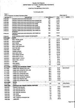 Construction Materials Price Data CMPD DPWH | PDF