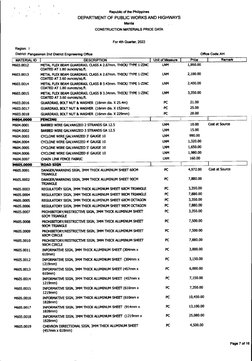 Construction Materials Price Data CMPD DPWH | PDF