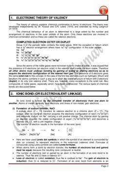 Page 2 
 
  1.    ELECTRONIC THEORY OF VALENCY 
 
 
 
The theory of valency explains chemical combination in terms of ele
