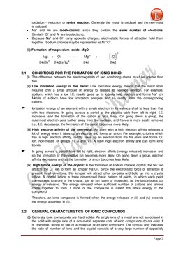 Page 3 
 
oxidation - reduction or redox reaction. Generally the metal is oxidised and the non-metal 
is reduced. 
 
Na+