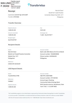 Philippines
Comembo Makati City NCR, 1217
block4 lot1 road2 Pavahai
Mai-linh Dean
Receipt
 
Submitted 22:30 07 Apr 2016 GMT