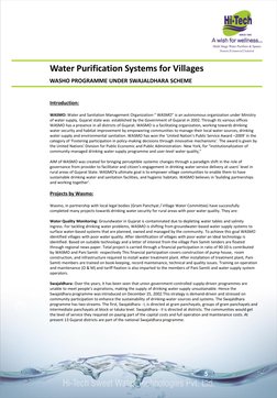 5 
Water Purification Systems for Villages  
 
Introduction: 
 
WASMO: Water and Sanitation Management Organization-“ WASMO”