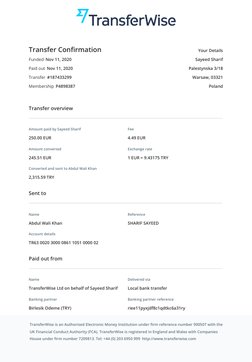 TransferWise is an Authorised Electronic Money Institution under firm reference number 900507 with the
UK Financial Conduct A