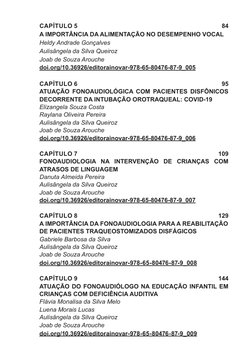 CAPÍTULO 5	
84
A IMPORTÂNCIA DA ALIMENTAÇÃO NO DESEMPENHO VOCAL
Heldy Andrade Gonçalves
Aulisângela da Silva Queiroz
Joab de