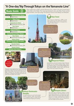 Enjoy sightseeing in Tokyo with the Yamanote Line, which is the main transportation 
artery of the city of Tokyo. Visit impos