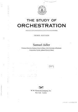 The Study of Orchestration, 3rd Edition by Samuel Adler | PDF