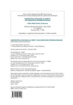 GEOPOLÍTICA APLICADA AL PERÚ Y LOS NEGOCIOS INTERNACIONALES
Jaime Raúl Castro Contreras
© Jaime Raúl Castro Contreras 
© Univ
