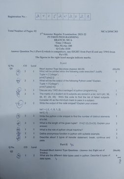 Registration No: -
MCA/20MC303 
Total Number of Pages: 02 
3 Semester Regular Examination: 2021-22 
PYTHON PROGRAMMING 
BRANC