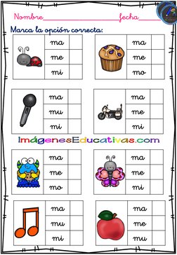Marca la opción correcta:
Nombre_________________fecha_____
ma
me 
mi
ma
me 
mo
ma
mu 
mi
ma
me 
mi
ma
me 
mo
ma
me 
mi
ma
mu