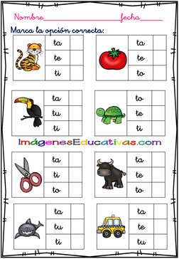 Marca la opción correcta:
Nombre_________________fecha_____
ta
te 
ti
ta
te 
to
ta
tu 
ti
to
te 
ti
ta
ti 
to
ta
te 
to
ta
tu