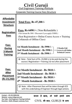 Civil Guruji
Civil Engineers Training Institute
Corporate Training Course Fees Structure
Affordable
Investment
Structure
Tota