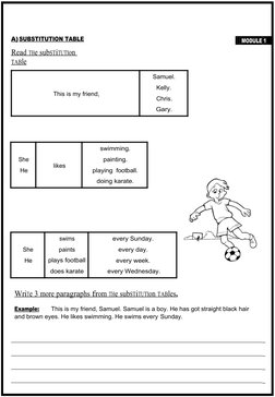 She
He
has got
straight  black  hair  and  brown
eyes. curly blonde hair and green
eyes. curly brown hair and blue
eyes.
stra