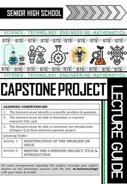 SENIOR HIGH SCHOOL 
LEARNING COMPETENCIES 
1.
The learners must identify a scientific problem & question 
2.
The learners mus