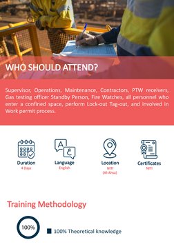 WHO SHOULD ATTEND? 
Training Methodology
Duration
4 Days 
Language
English
Location
NITI
Certificates
100% Theoretical knowle