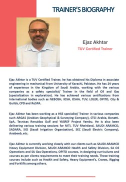 TRAINER’S BIOGRAPHY 
Ejaz Akhtar
TUV Certified Trainer
