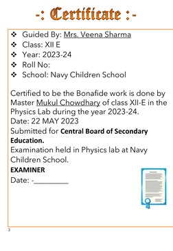 3 
 
 
 
 
 
❖ Guided By: Mrs. Veena Sharma   
❖ Class: XII E  
❖ Year: 2023-24 
❖ Roll No:  
❖ School: Navy Children