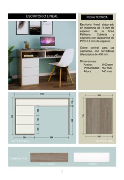 FICHA TECNICA
Escritorio lineal elaborado
en melamina de 18 mm de
espesor
de
la
línea
Pelikano.
Cubierta
y
cajonera con tapac