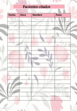 Fecha 
Hora 
Nombre 
Fono 
Pacientes citados     
