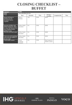 Breakfast Restaurant Opening Checklist | PDF | Restaurants | Waiting Staff