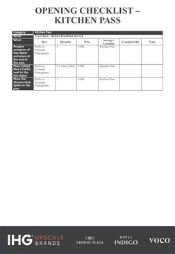 Breakfast Restaurant Opening Checklist | PDF | Restaurants | Waiting Staff