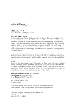 Antimicrobial Agents 
Edited by Varaprasad Bobbarala 
 
 
Published by InTech 
Janeza Trdine 9, 51000 Rijeka,