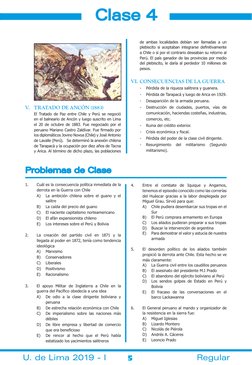 5
Clase 4
U. de Lima 2019 - I
Regular
V.	 TRATADO DE ANCÓN (1883)
El Tratado de Paz entre Chile y Perú se negoció 
en el baln