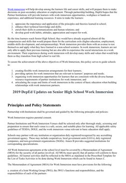 DepEd Senior High School Work Immersion Guidelines | PDF | Educational ...