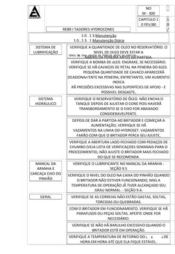 DE 
REBR I TADORES HYDROCONES
NO
M - 300
CAPITULO 1
0 FEV/80
1
0
/
1 0 . 1 3 Manutenção
1 0 , 1 3 . 1 Manutenção Diária
SISTE