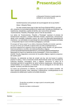 L
Presentació
n
a Educación Formal en nuestro país ha
entrado en una nueva fase de
transformaciones como producto de la promu
