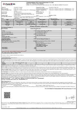Cholamandalam MS General Insurance Co. Ltd.
Motor Two - Wheelers Policy Bundled 
(FORM 51 OF THE CENTRAL MOTOR VEHICLE RULES,