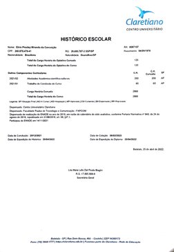 c,:Jr;;;;no 
CENTRO UNIVERSITÁRIO 
Nome: Elvis Presley Miranda da Conceição 
CPF: 260.075.478-41 
NacionaHdade: Brasileira 
H