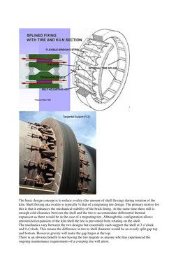 The basic design concept is to reduce ovality (the amount of shell flexing) during rotation of the 
kiln. Shell flexing