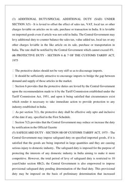 (3) ADDITIONAL DUTY/SPECIAL ADDITIONAL DUTY (SAD) UNDER 
SECTION 3(5) - It is levied to offset the effect of sales tax, VAT