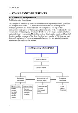 SECTION 3B
3. CONSULTANT’S REFERENCES 
3.1 Consultant’s Organization
Zeal Engineering Consultancy
The company is operated by