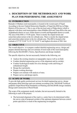 SECTION 3D
5. DESCRIPTION OF THE METHODOLOGY AND WORK
PLAN FOR PERFORMING THE ASSIGNMENT
5.1 INTRODUCTION
Rainadevi Chhahara
