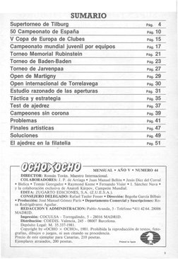 SUMARIO 
Supertorneo de Tilburg 
Pág. 4 
50 Campeonato de España 
Pág. 10 
V Copa de Europa de Clubes 
Pág. 15 
Campeonato mu