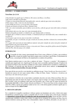 Quem é Jesus? – Um Estudo no Evangelho de João 
3 
 
ESTUDO 1 – O VERB