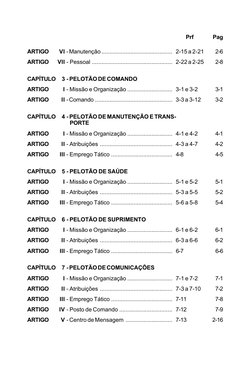Prf
Pag
ARTIGO
VI - Manutenção ............................................ 2-15 a 2-21
2-6
ARTIGO
VII - Pessoal ............