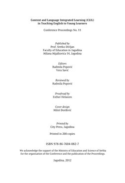 Content and Language Integrated Learning (CLIL)  
in Teaching English to Young Learners 
 
Conference Proceedings No. 11