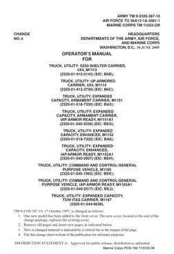 OPERATOR’S MANUAL
FOR
TRUCK, UTILITY: S250 SHELTER CARRIER, 
4X4, M1113
(2320-01-412-0143) (EIC: B6B);
TRUCK, UTILITY: UP-ARM