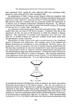 The vibrational spectra and structure of ferrocene rend ruthenocene 
ratio calculated 
0.513; 
species El, 
ratio observed 
0