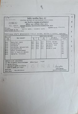 HTEafra fareT 
CENTRAL BOARD OF SECONDARY EDUCATION 
sis faarora MARKS STATEMENT 
zffcrr zpoT afsase uiaT, 2014 
S.No. S$t