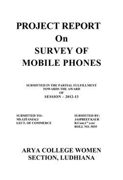 Mobile Phone Usage Survey Report | PDF