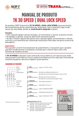 Ligar no 12V Pós chave
ROXO
BRANCO
Entrada sinal Destrava Alarme (-)
Entrada da microchave de atuador 4 ﬁos e 5 ﬁos
AZUL
Entr