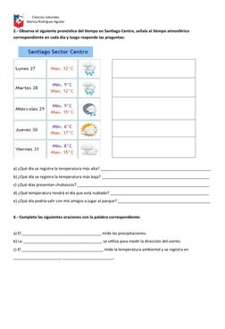 Ciencias naturales
Marina Rodríguez Aguilar
2.- Observa el siguiente pronóstico del tiempo en Santiago Centro, señala el tiem